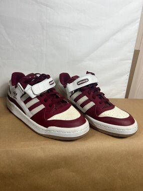 adidas Burgundy and White Low-Top Strap Sneakers